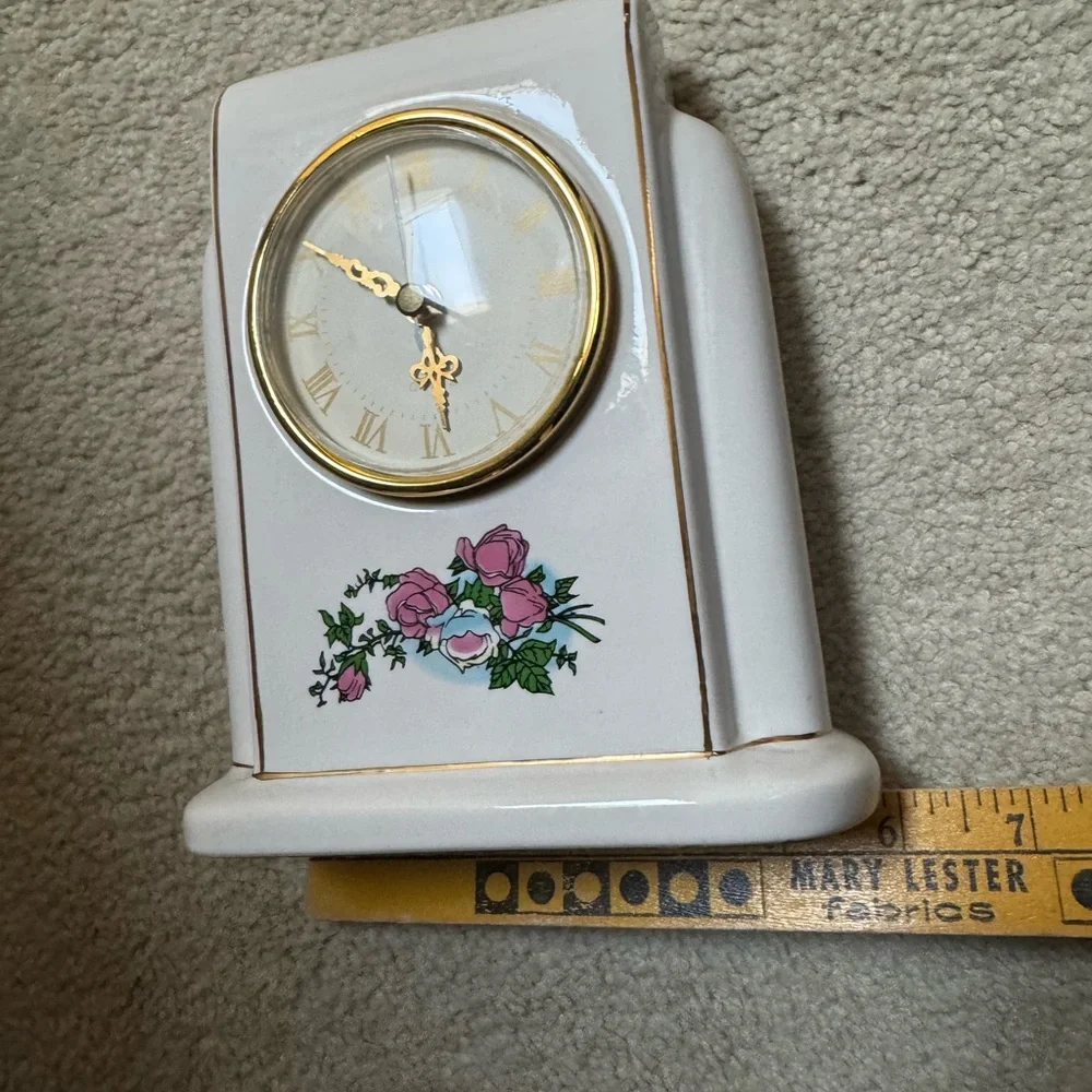 Paul Sebastian Mantel Clock PS 1996 Limited Ed  Floral Porcelain‎ Ceramic  VTG